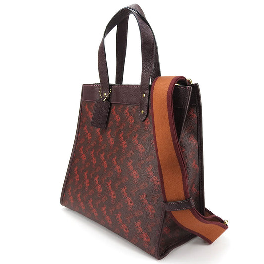 Coach Tote Bag 89143 Coated Canvas, Leather, Canvas Brown Hose &Amp; Carriage Women Used Authentic