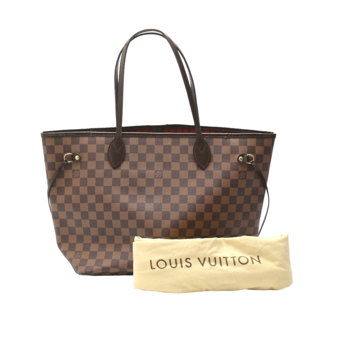 Louis Vuitton Tote Bag N41358 Damier Canvas Brown Neverfull Mm Damier No Pouch Women Used Authentic