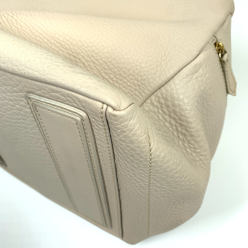 Celine Handbag Leather Beige Old Logo Mini Boston Women Secondhand Authentic