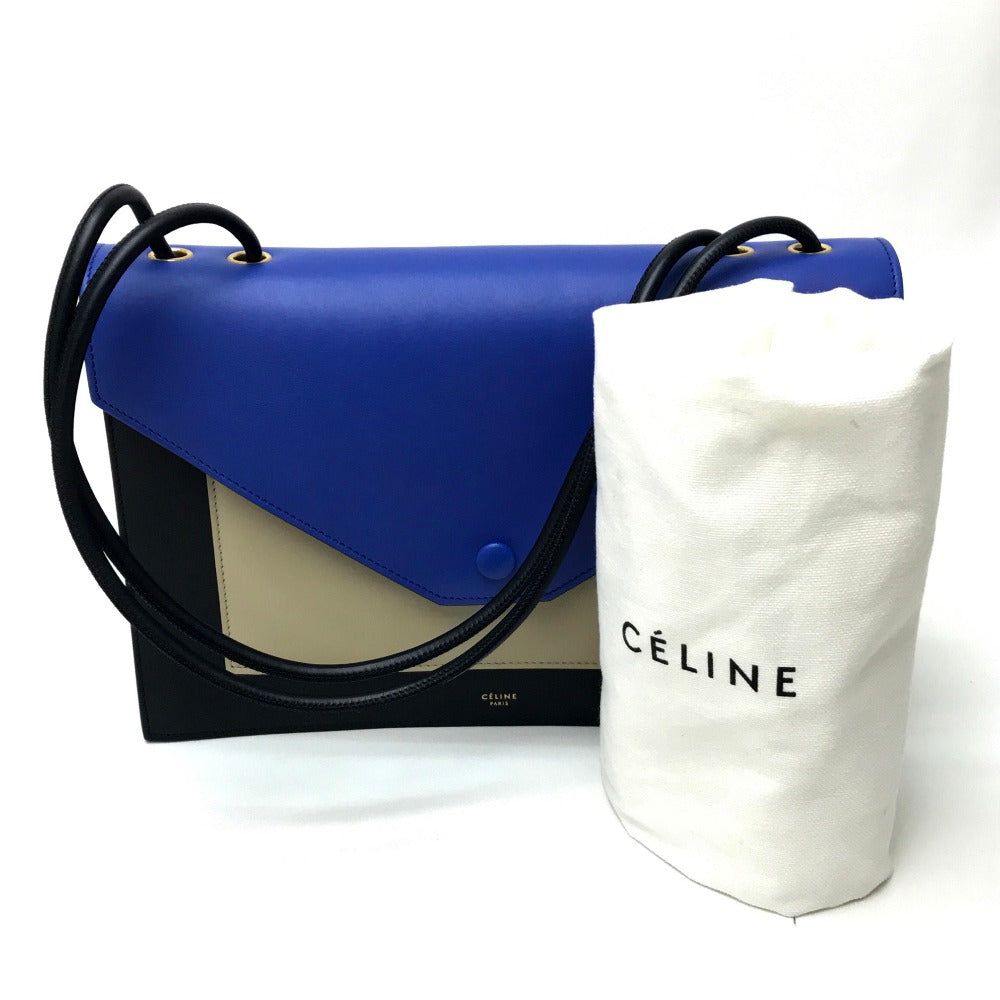 Celine Clutch Bag Leather Black Spring / Summer 2015 Tricolor Pocket Medium Clutch Women Used Authentic