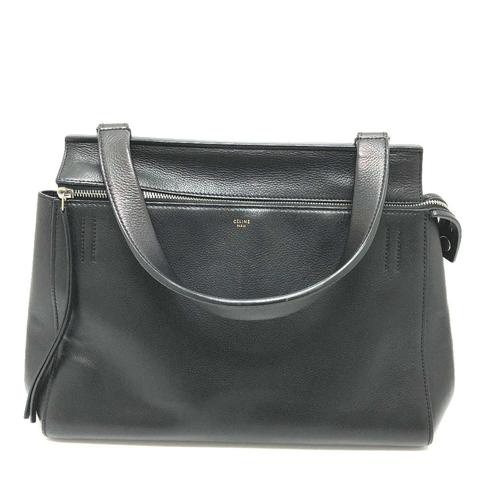 Celine Shoulder Bag Leather Black Shoulder Edge Bag Women Used Authentic