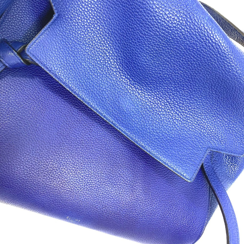 Celine Shoulder Bag Leather Blue Handbag Belt Bag Women Used Authentic