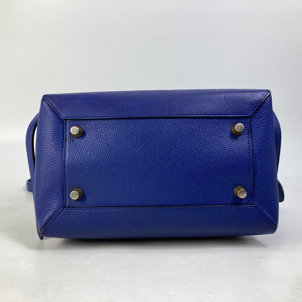 Celine Shoulder Bag Leather Blue Handbag Belt Bag Women Used Authentic