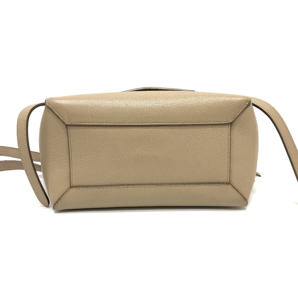 Celine Handbag 189153 Leather Beige 2 Way Handbag Women Used Authentic