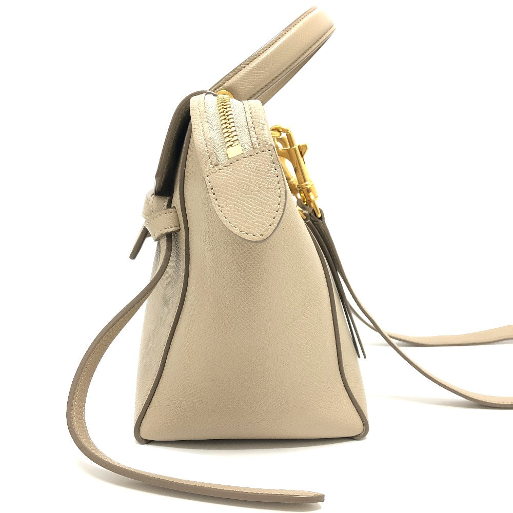 Celine Handbag 189153 Leather Beige 2 Way Handbag Women Used Authentic