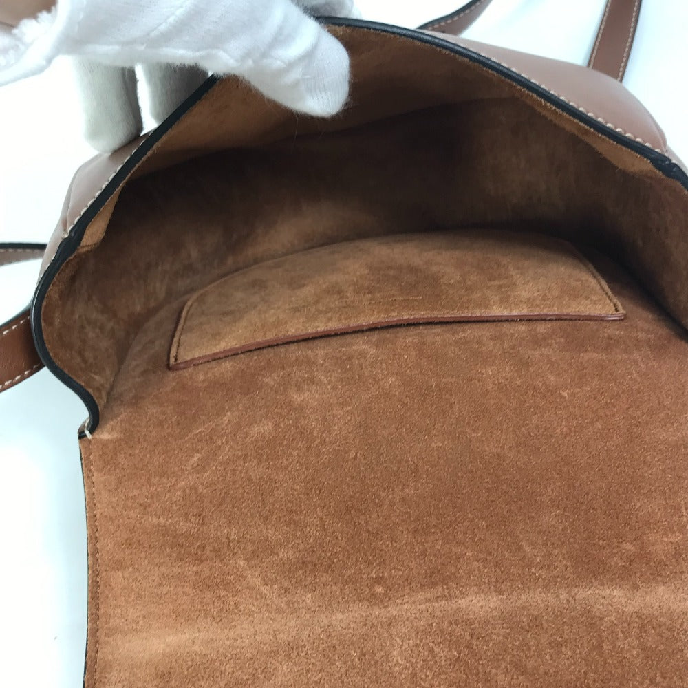 Celine Shoulder Bag 198263 Du3 Leather Brown Crossbody Pochette Folco Cuir Triomphe Women Used Authentic