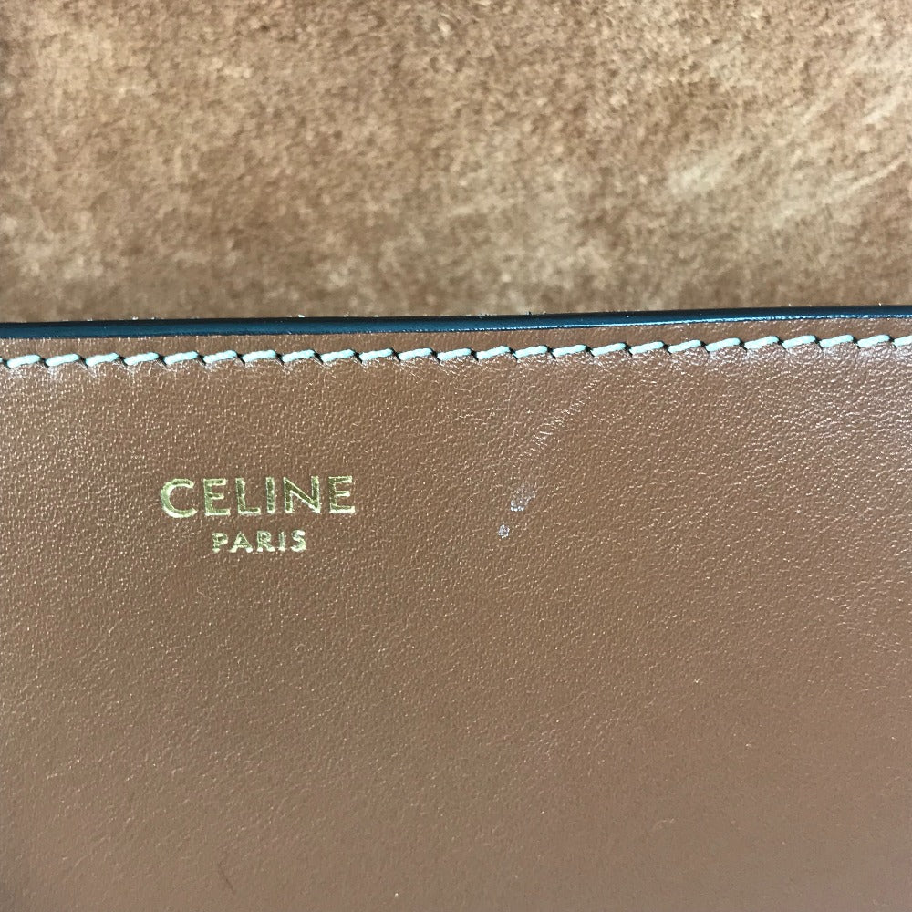 Celine Shoulder Bag 198263 Du3 Leather Brown Crossbody Pochette Folco Cuir Triomphe Women Used Authentic