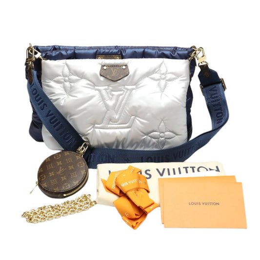 Louis Vuitton Shoulder Bag M21057 Monogram Canvas Recycled Nylon Navy/Silver Bags And Pouches Monogram Maximulti Pochette Accessory Women Used Authentic