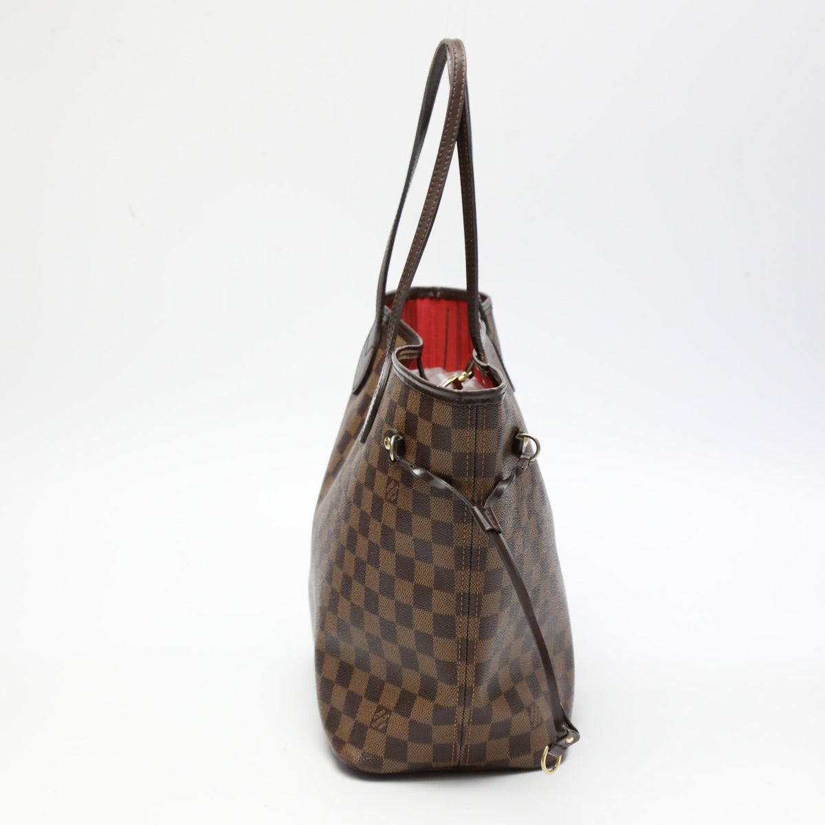 Louis Vuitton Tote Bag N51105 Damier Canvas, Leather Brown Lightweight Damier Neverfull Mm Women Used Authentic