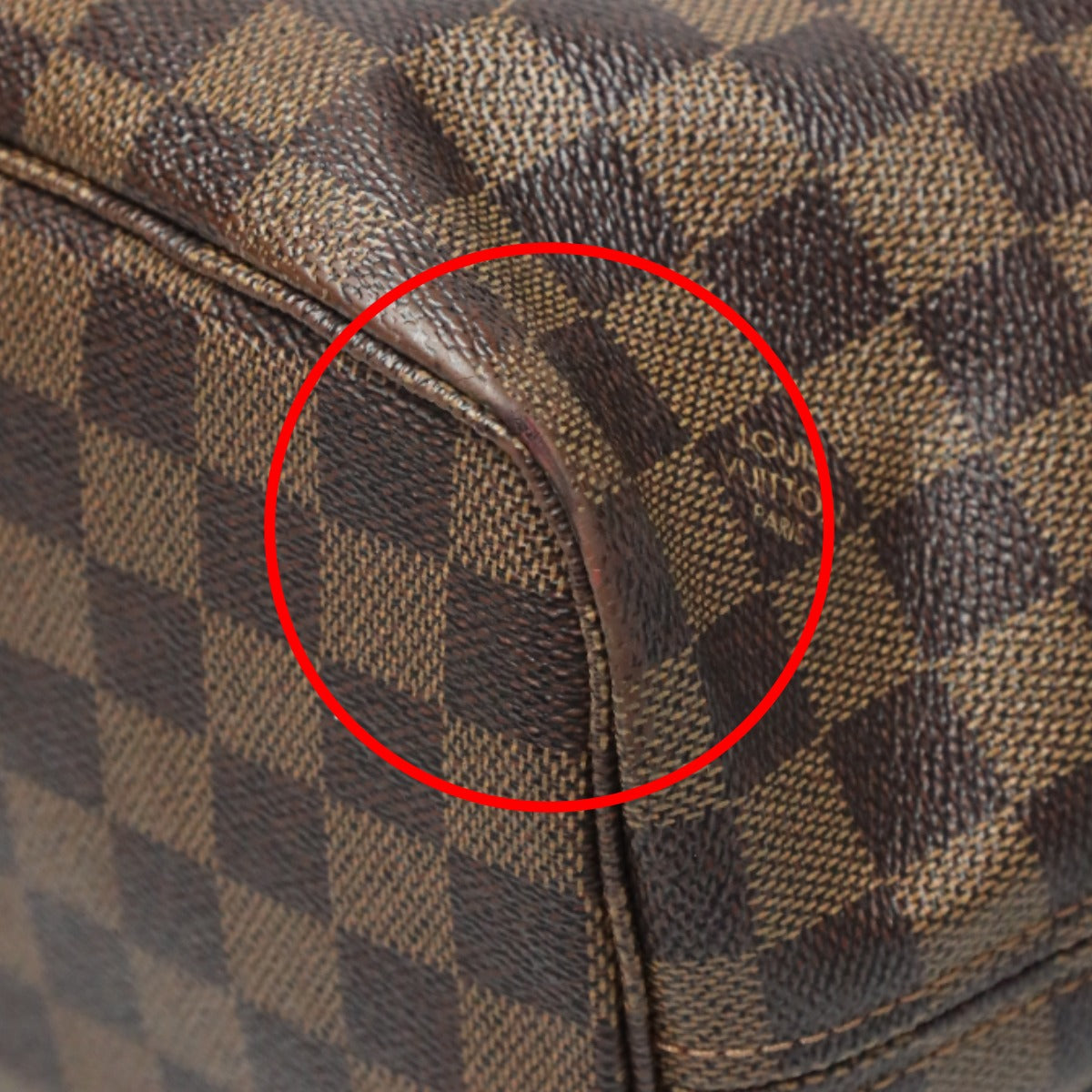 Louis Vuitton Tote Bag N51105 Damier Canvas, Leather Brown Lightweight Damier Neverfull Mm Women Used Authentic