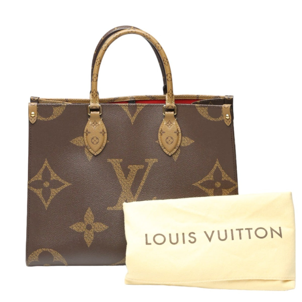 Louis Vuitton Tote Bag M45321 Monogram Canvas Brown Tote Bag Monogram On The Go Mm Women Used Authentic