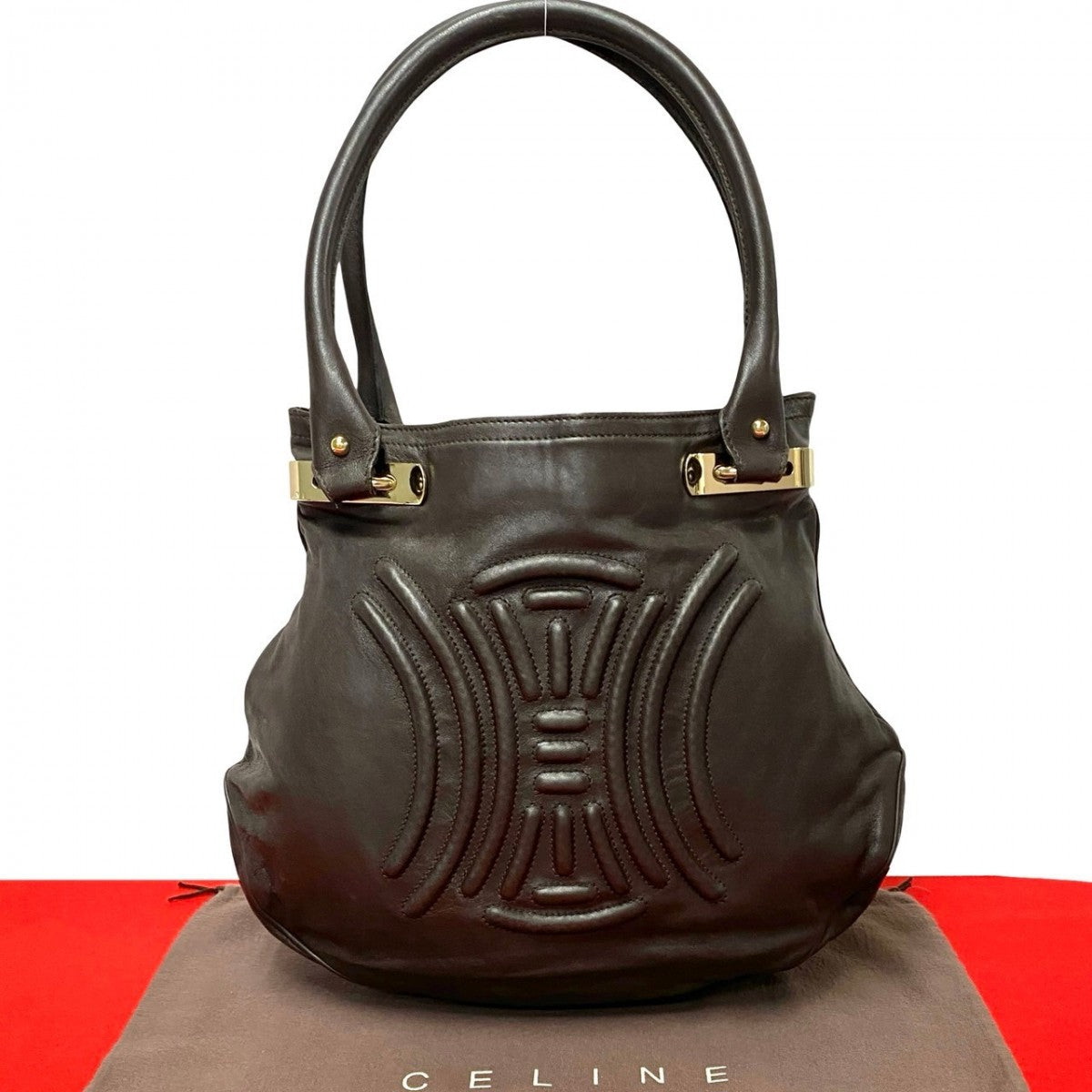 Celine Tote Bag Leather Brown