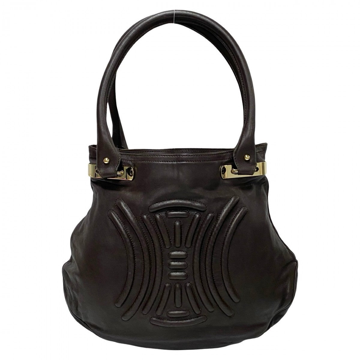 Celine Tote Bag Leather Brown