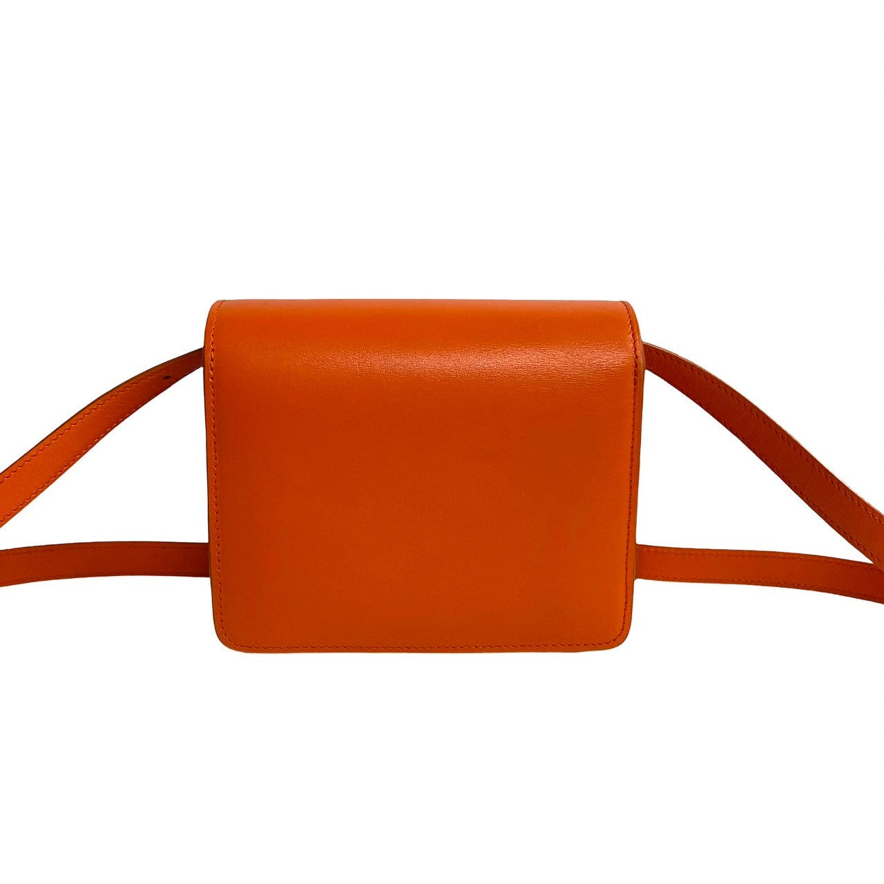 Celine Shoulder Bag Leather Orange Classic Box Women Used Authentic