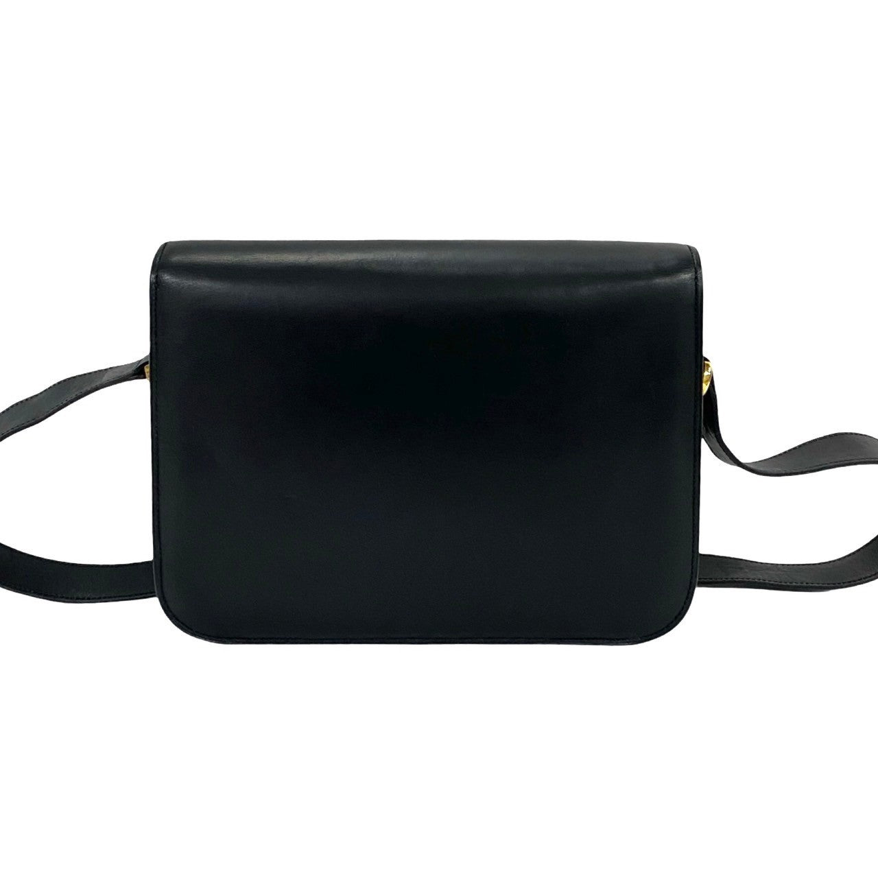 Celine Shoulder Bag Leather Black Carriage Metal Women Used Authentic