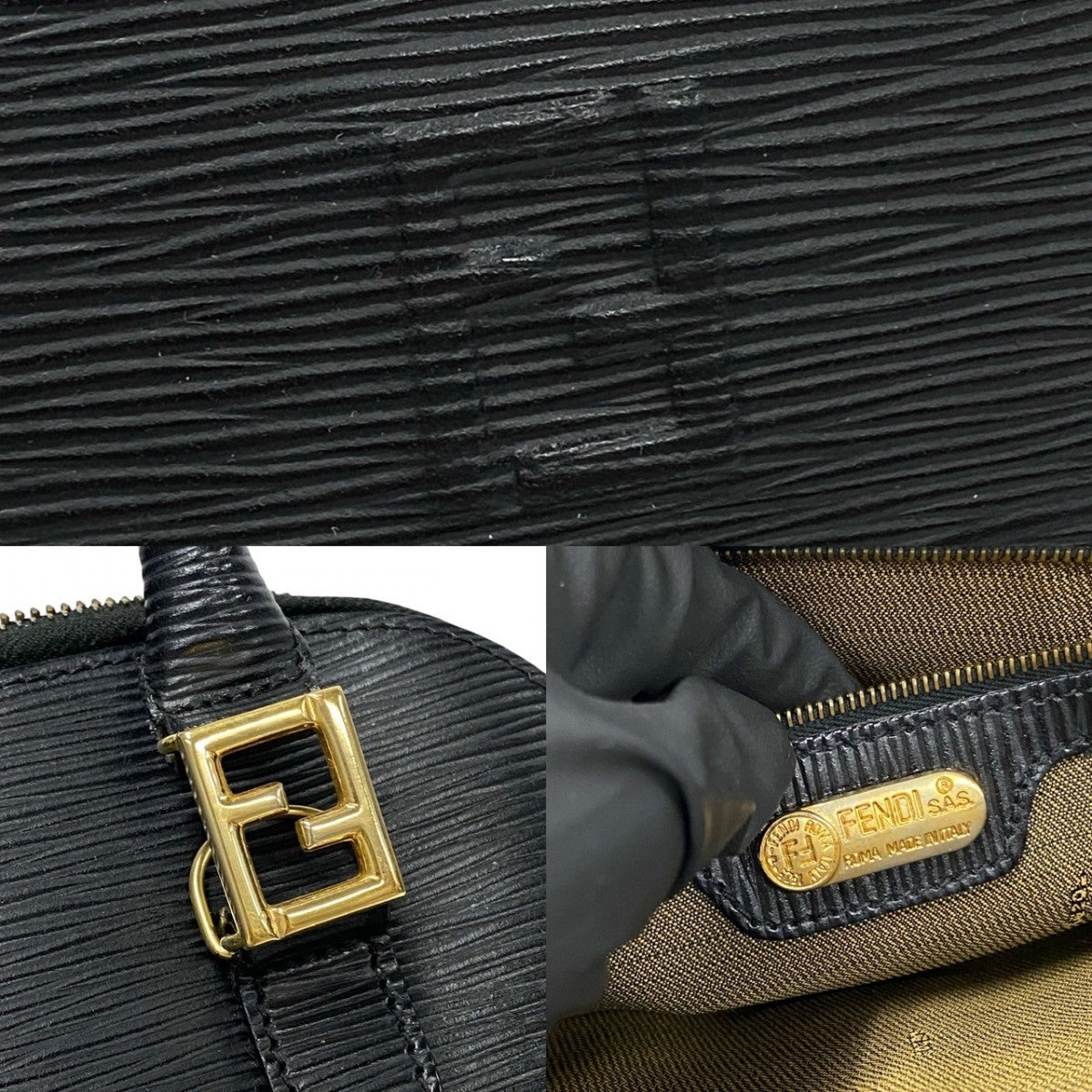 Fendi Handbag Epi Leather Black