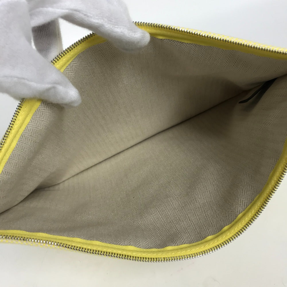 Hermes Pouch Canvas Yellow Flat Pouch, Bag, Clutch Bag Pouch H Tissage H Logo Women Used Authentic