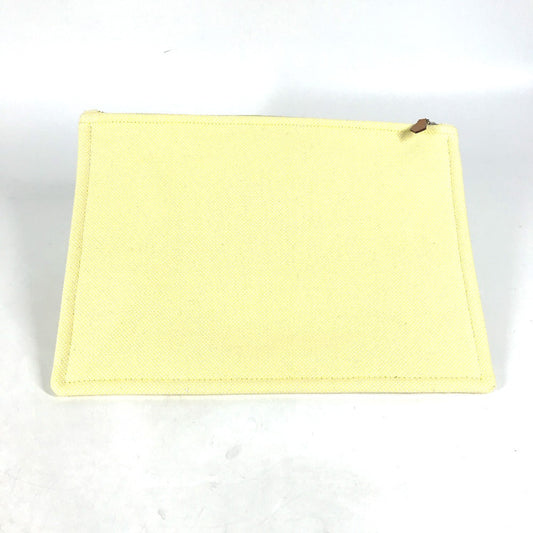 Hermes Pouch Canvas Yellow Flat Pouch, Bag, Clutch Bag Pouch H Tissage H Logo Women Used Authentic