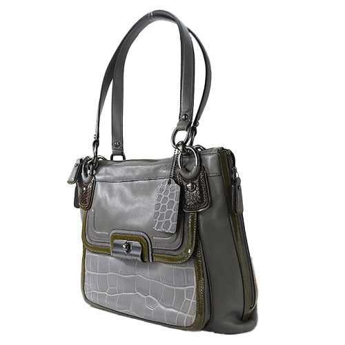 Coach Tote Bag 18303 Leather, Patent Leather Gray Women Used Authentic