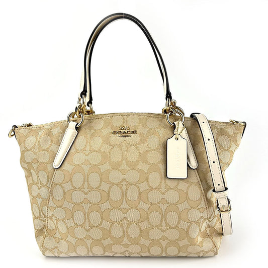 Coach Tote Bag F27582 Canvas, Leather Ivory Signature Women Used Authentic