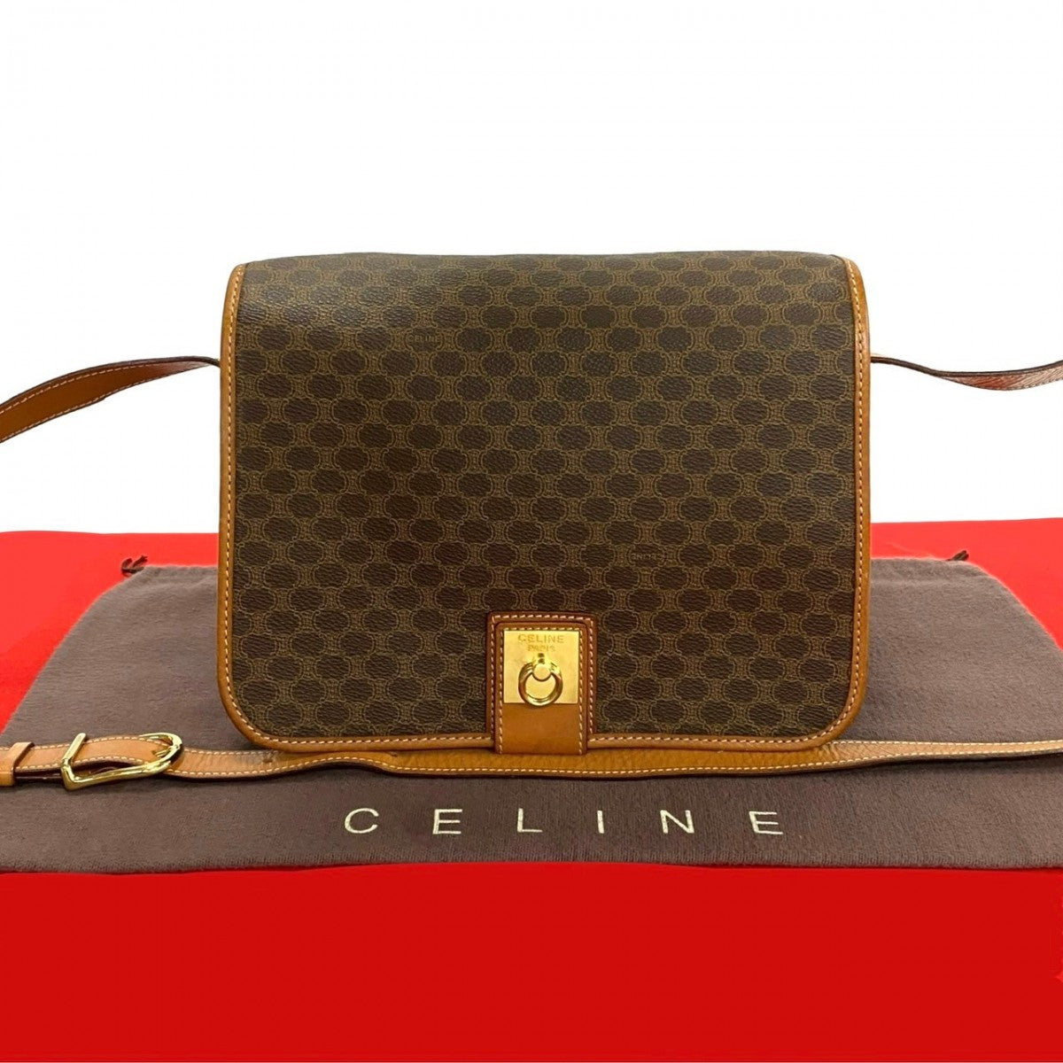 Celine Shoulder Bag Leather Brown