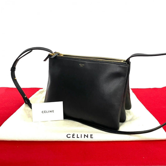 Celine Shoulder Bag Leather Black Trio