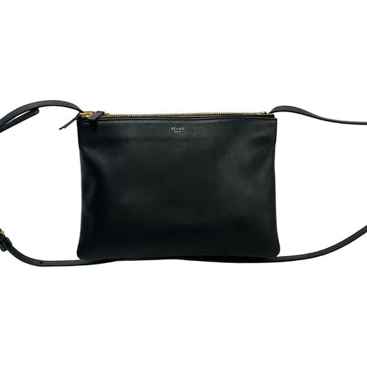 Celine Shoulder Bag Leather Black Trio