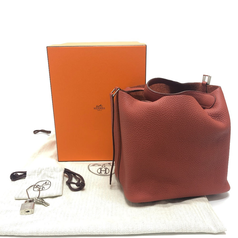 Hermes Handbag Taurillon Clemence Red Picotan Lock Pm Women Used Authentic