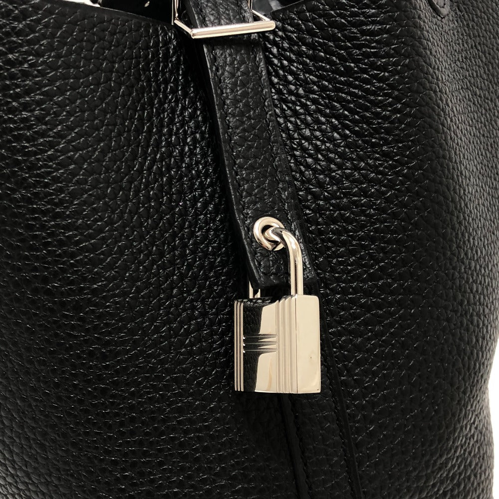 Hermes Handbag Leather Black Picotan Lock Pm Women Used Authentic