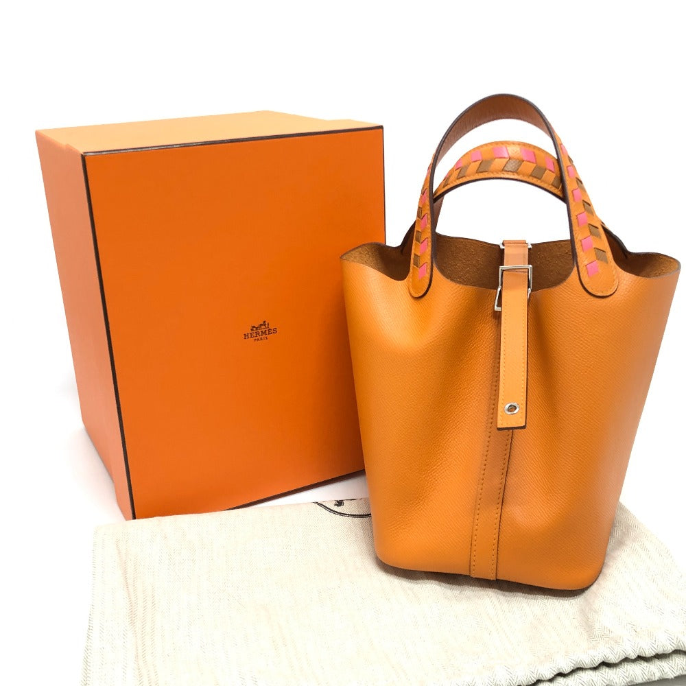 Hermes Handbag Epsom Orange Picotan Lock Pm Tresage Women Used Authentic