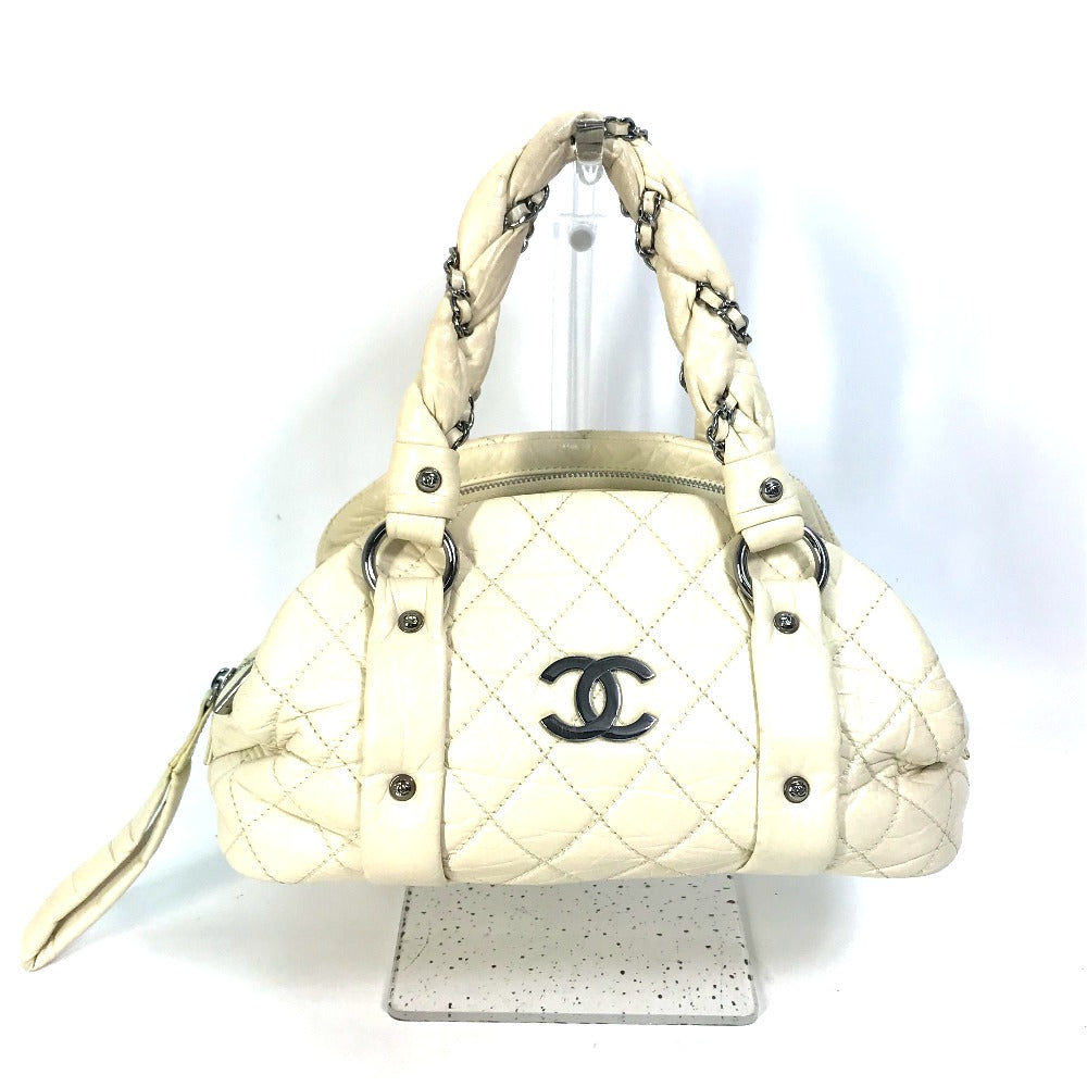 Chanel Handbag Leather Beige Bubble Quilt Cc Coco Mark Women Used Authentic