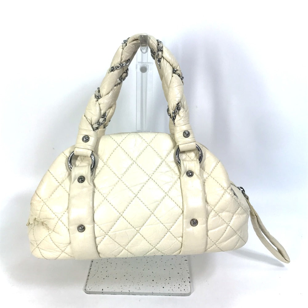 Chanel Handbag Leather Beige Bubble Quilt Cc Coco Mark Women Used Authentic