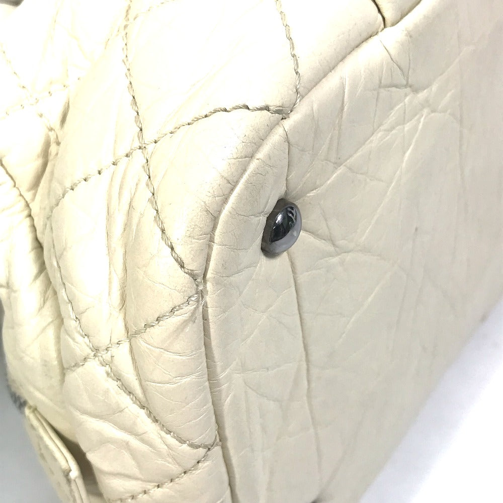 Chanel Handbag Leather Beige Bubble Quilt Cc Coco Mark Women Used Authentic