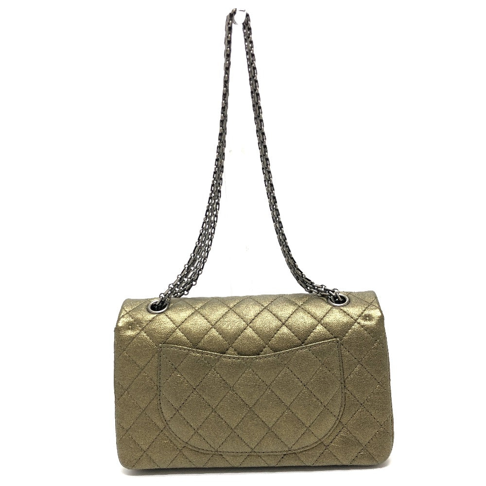 Chanel Shoulder Bag Calfskin Gold 2.55 Metal Fittings Matelasse Quilting Women Used Authentic