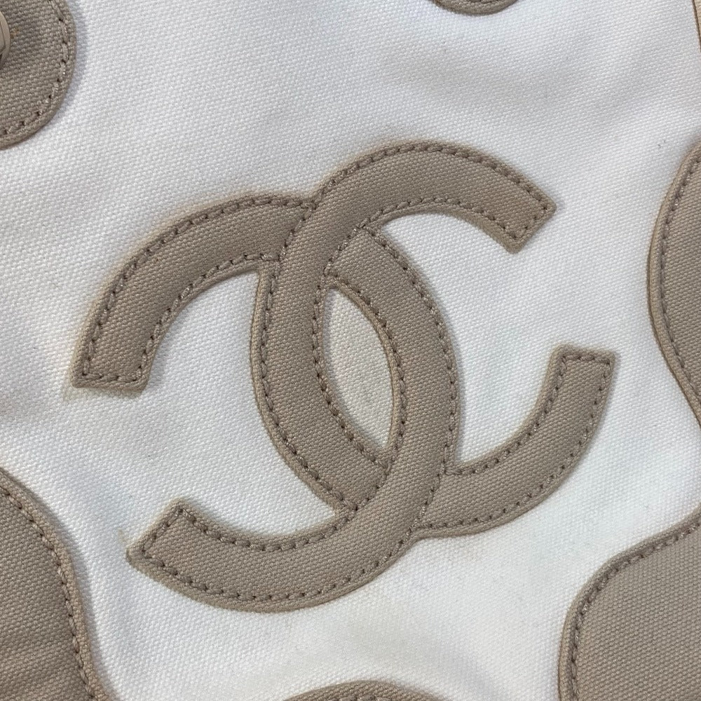 Chanel Tote Bag Canvas Beige Shoulder Cc Coco Mark Marshmallow Women Used Authentic