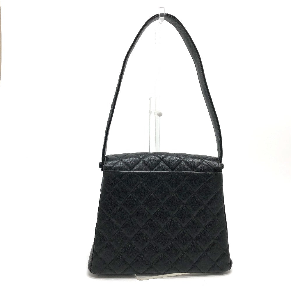 Chanel Shoulder Bag Caviar Skin Black Coco Mark Matrasse Cc Women Used Authentic