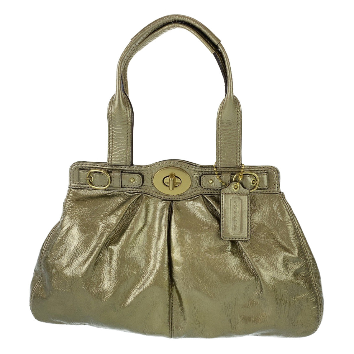 Coach Tote Bag A1069 13926 Enamel Gold Turn Lock