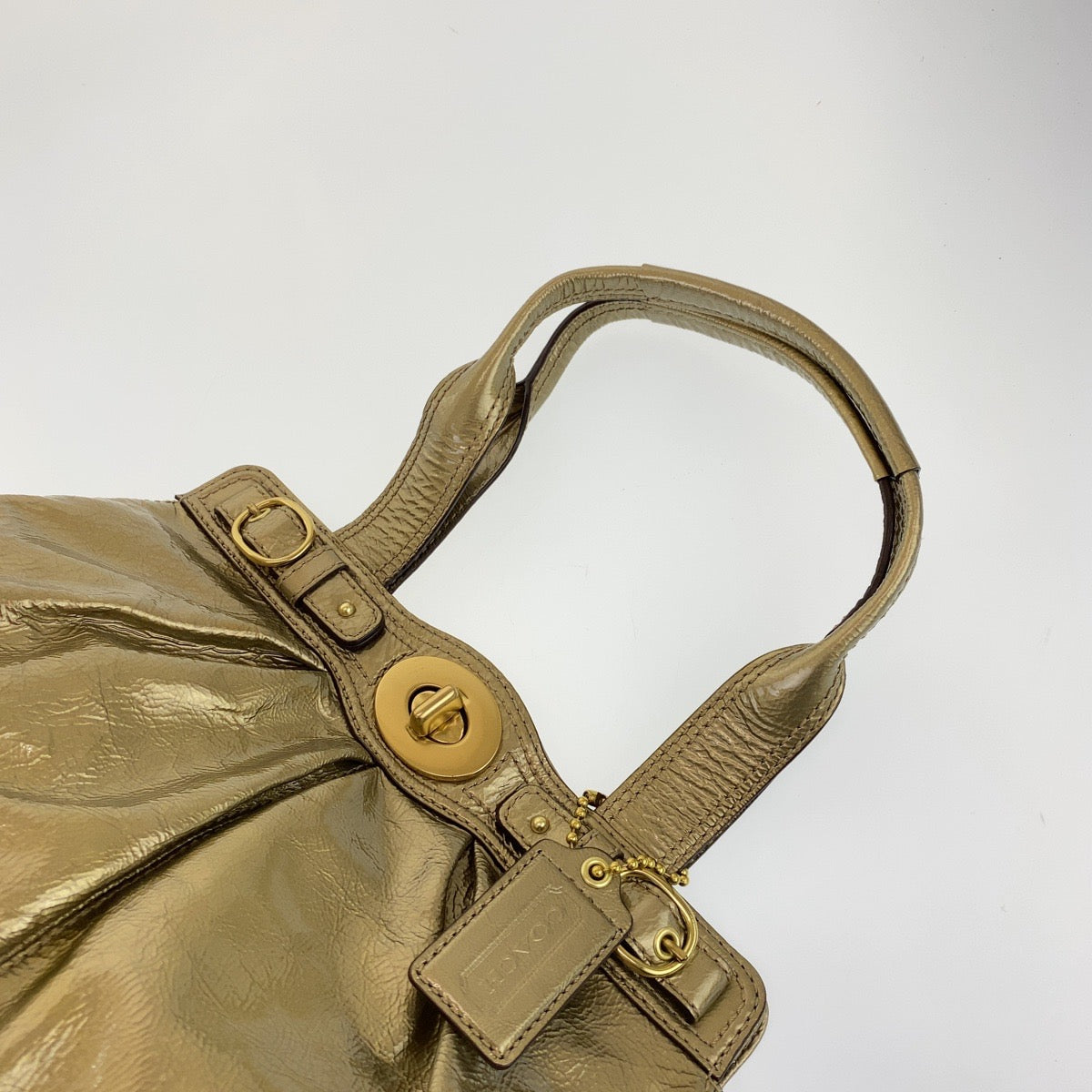 Coach Tote Bag A1069 13926 Enamel Gold Turn Lock