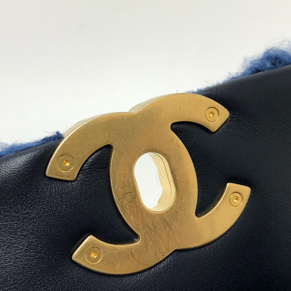 Chanel Shoulder Bag Mouton Blue Mouton Matelasse Chanel19 Women Used Authentic