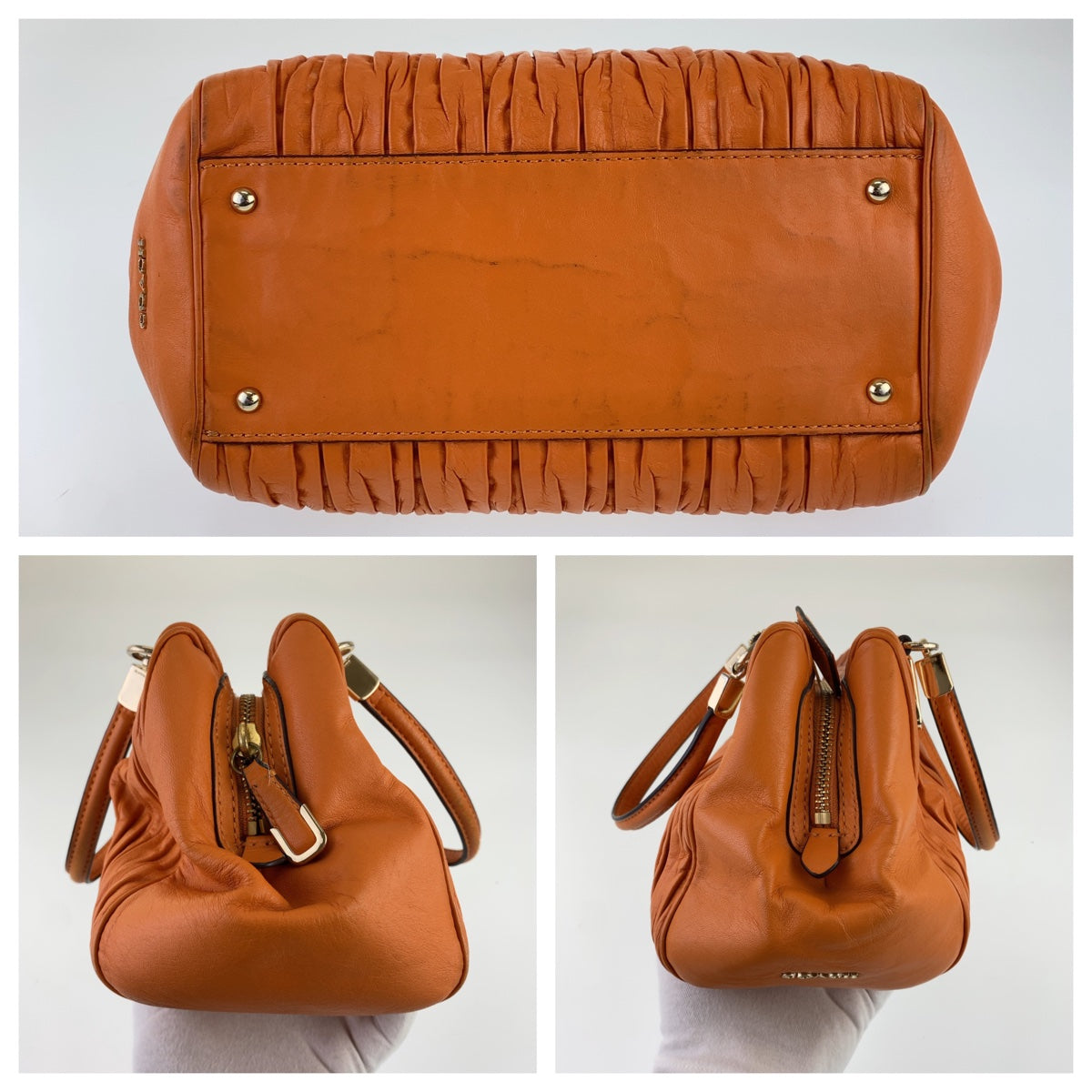 Coach Tote Bag M1394 30782 Leather Orange Madison