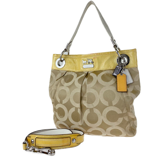 Coach Shoulder Bag A1069 14579 Canvas Beige Op Art