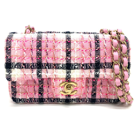 Chanel Shoulder Bag A69900 Tweed Pink 24 S Coco Mark Women Used Authentic