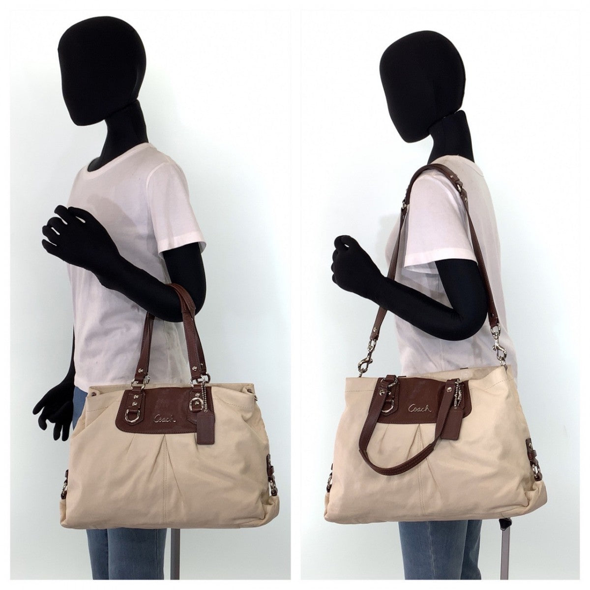 Coach Tote Bag F15513 Leather Beige Ashley