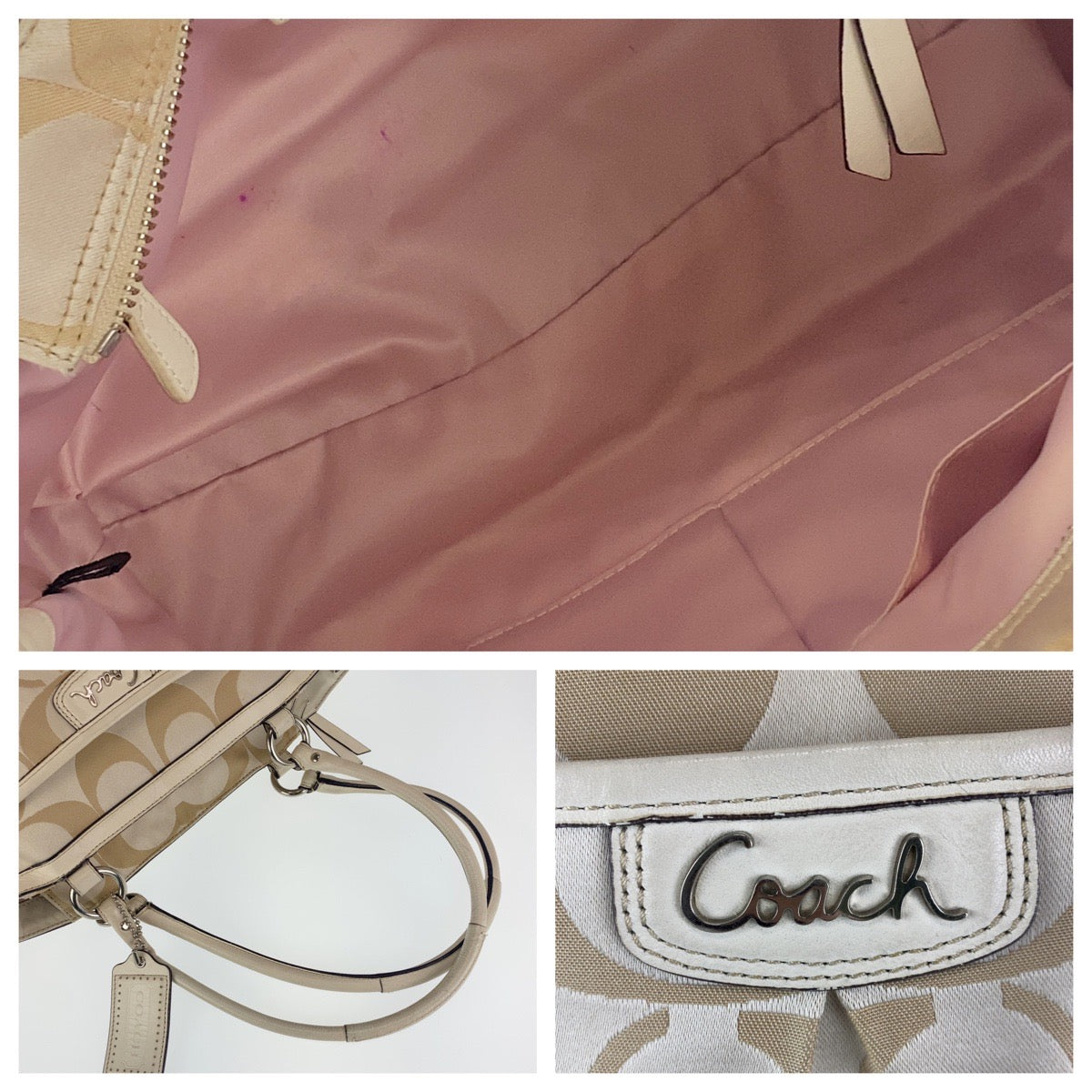 Coach Tote Bag Canvas Beige Signature