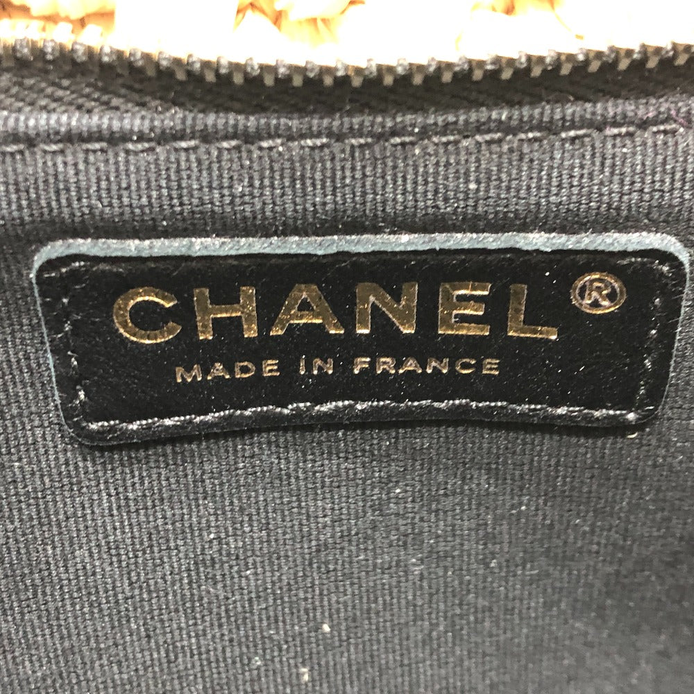 Chanel Shoulder Bag Hemp Beige X Black Coco Mark Women Used Authentic