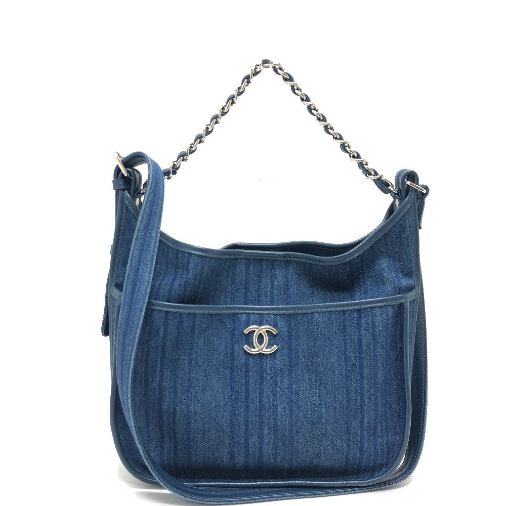 Chanel Shoulder Bag A57641 Denim Blue Matrasse Coco Mark Women Used Authentic