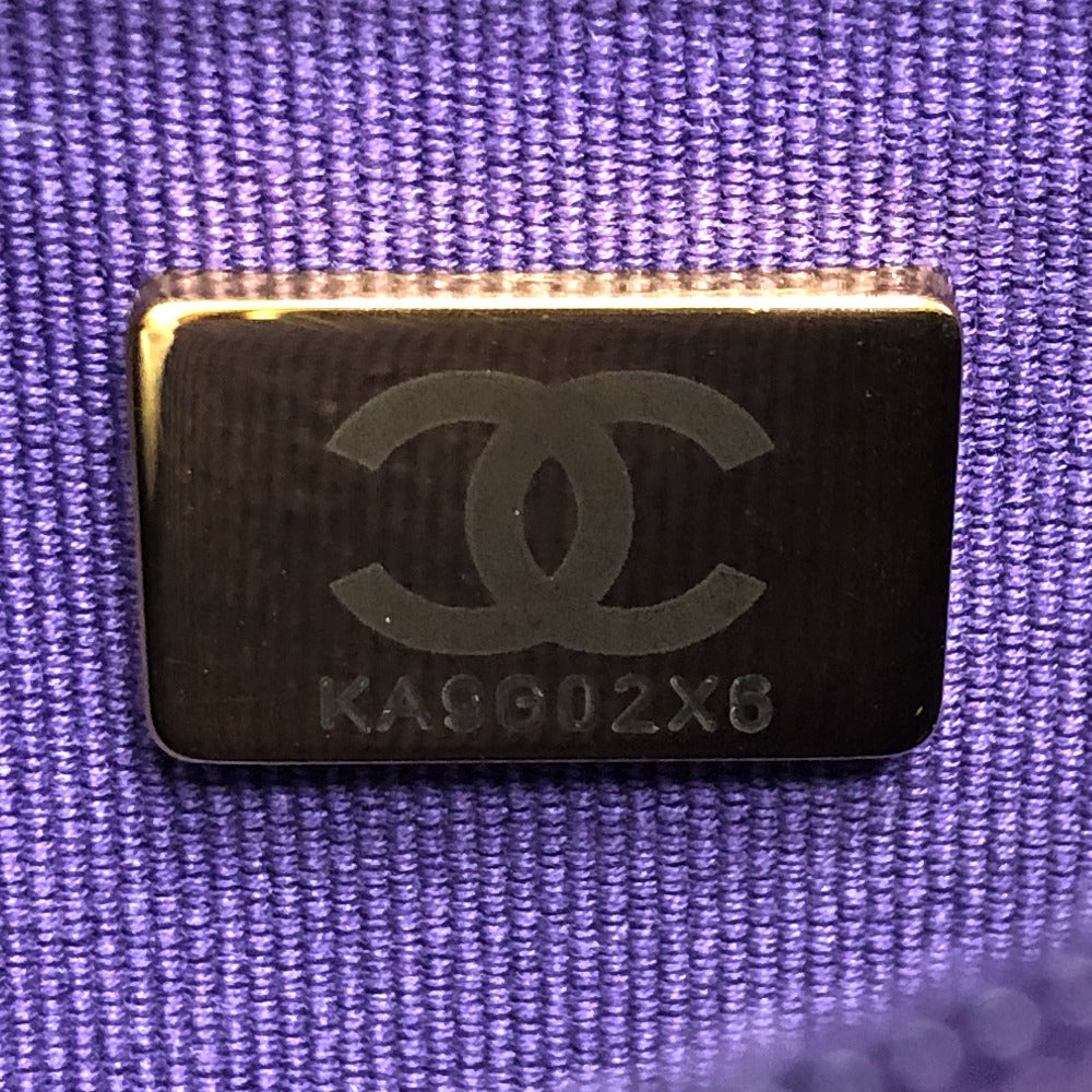 Chanel Shoulder Bag A33814 Caviar Skin Purple Long Wallet Purse Cccoco Mark Matelasse Women Used Authentic