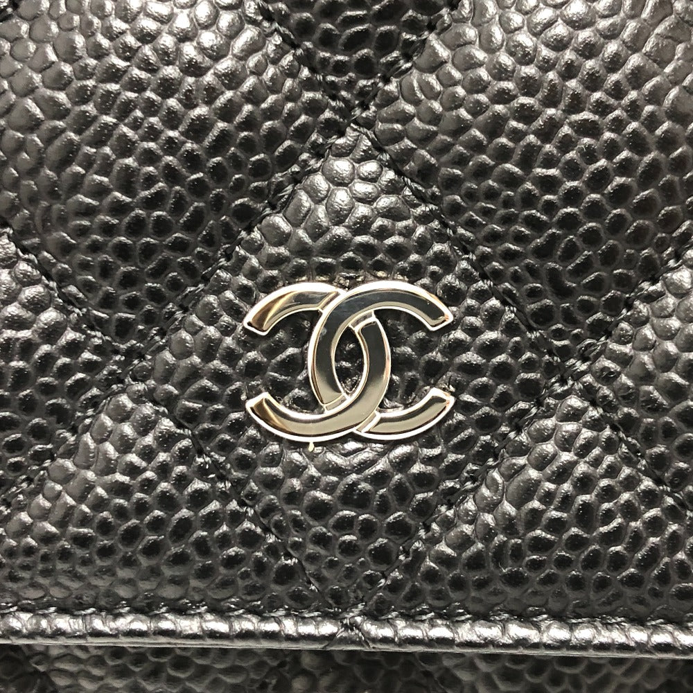 Chanel Shoulder Bag Ap0250 Caviar Skin Black Matelasse Coco Mark Classic Women Used Authentic