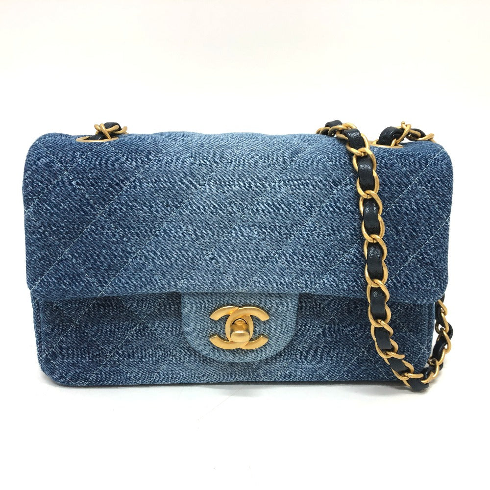 Chanel Shoulder Bag Denim Blue Mini Matrasse Women Used Authentic