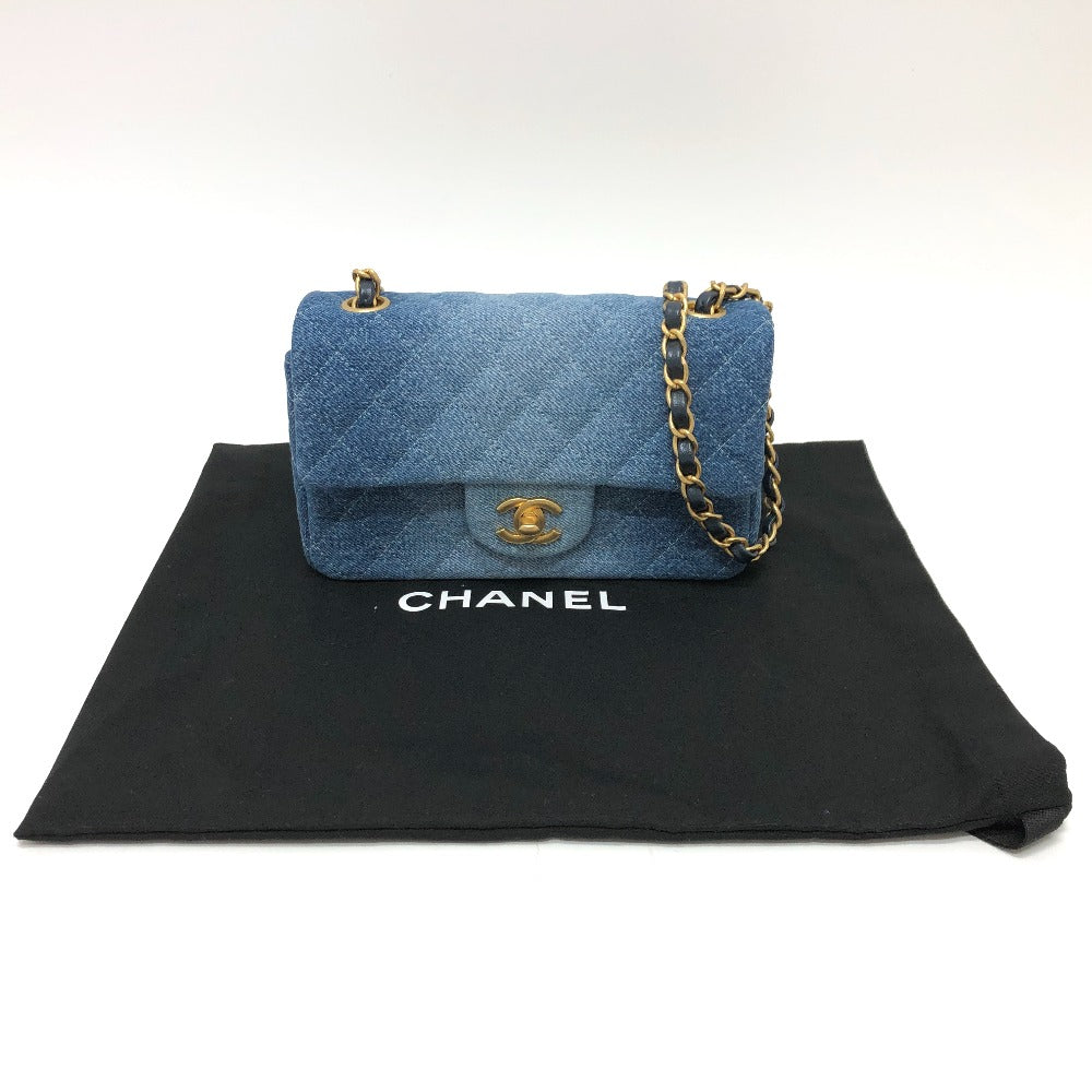 Chanel Shoulder Bag Denim Blue Mini Matrasse Women Used Authentic